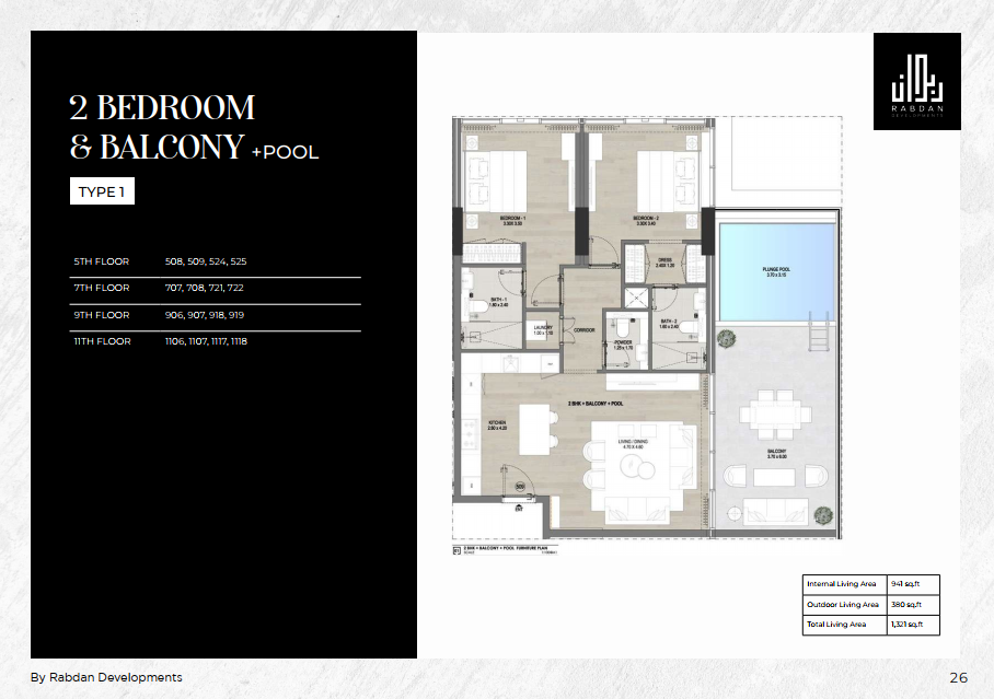 2 Bedroom with pool